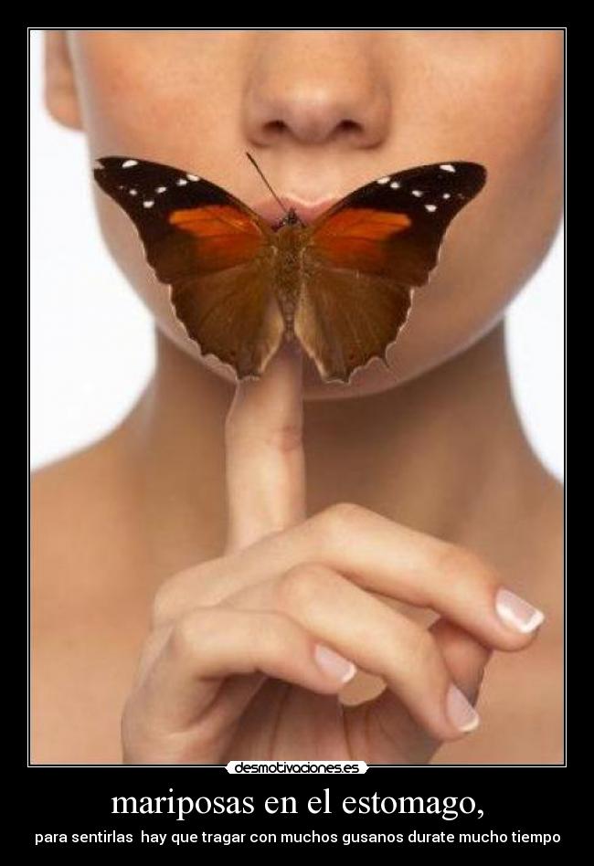 mariposas en el estomago, - para sentirlas  hay que tragar con muchos gusanos durate mucho tiempo