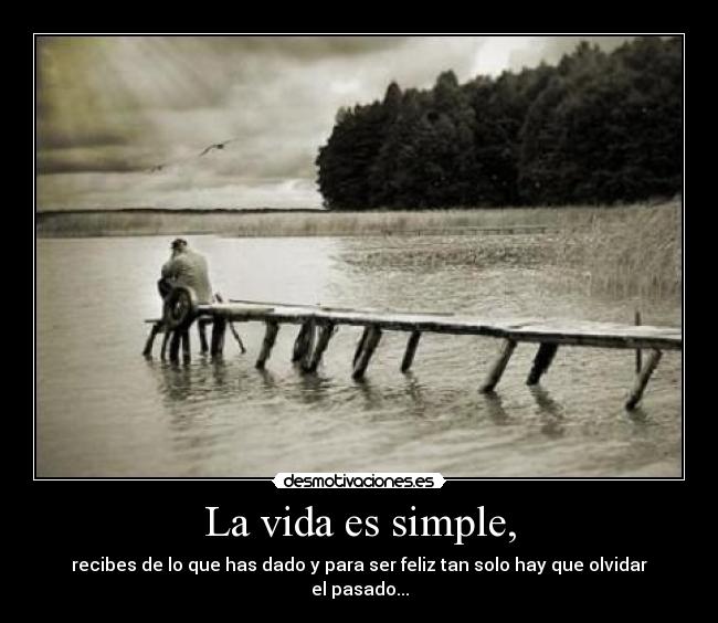 La vida es simple, - recibes de lo que has dado y para ser feliz tan solo hay que olvidar el pasado...