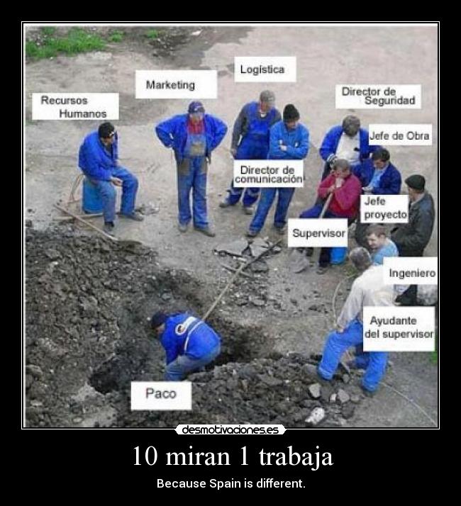 10 miran 1 trabaja - Because Spain is different.