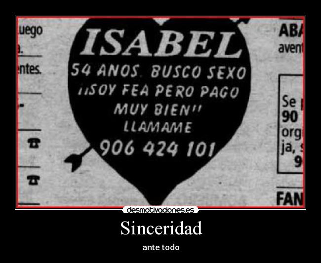 Sinceridad - ante todo