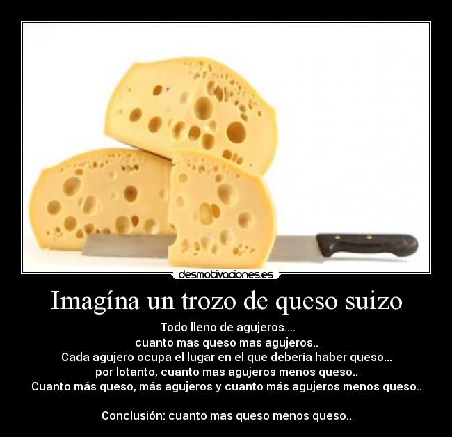 Imagína un trozo de queso suizo -