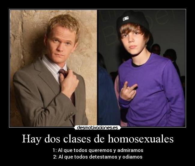 Hay dos clases de homosexuales - 1: Al que todos queremos y admiramos
2: Al que todos detestamos y odiamos