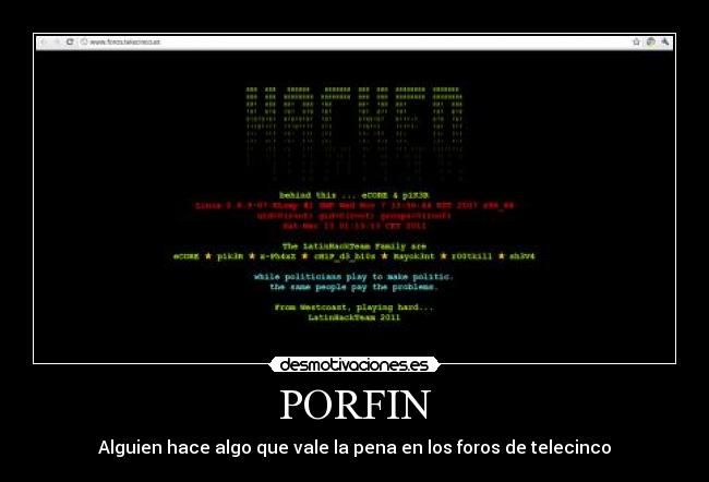 PORFIN - Alguien hace algo que vale la pena en los foros de telecinco