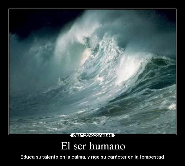 El ser humano - Educa su talento en la calma, y rige su carácter en la tempestad