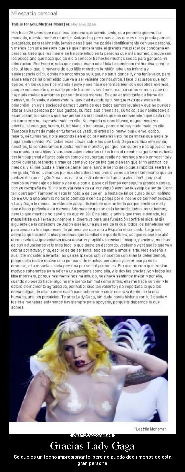 Gracias Lady Gaga - Se que es un tocho impresionante, pero no puedo decir menos de esta gran persona.