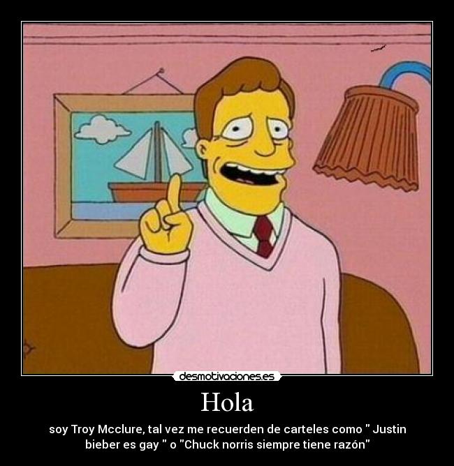 Hola - soy Troy Mcclure, tal vez me recuerden de carteles como Justin
bieber es gay o Chuck norris siempre tiene razón