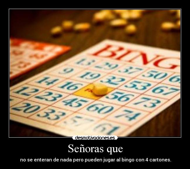 Señoras que - no se enteran de nada pero pueden jugar al bingo con 4 cartones.