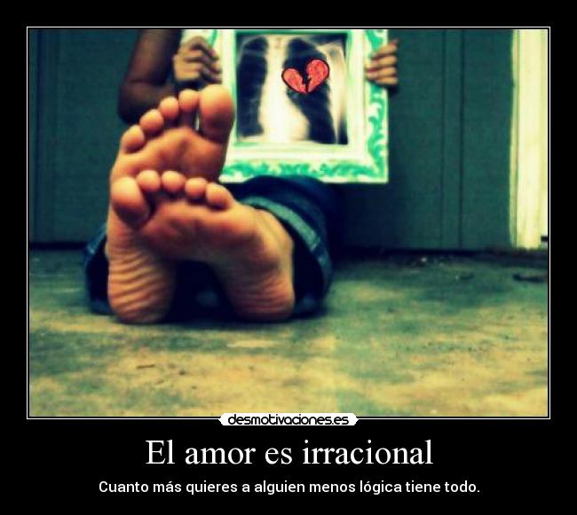 El amor es irracional - Cuanto más quieres a alguien menos lógica tiene todo.