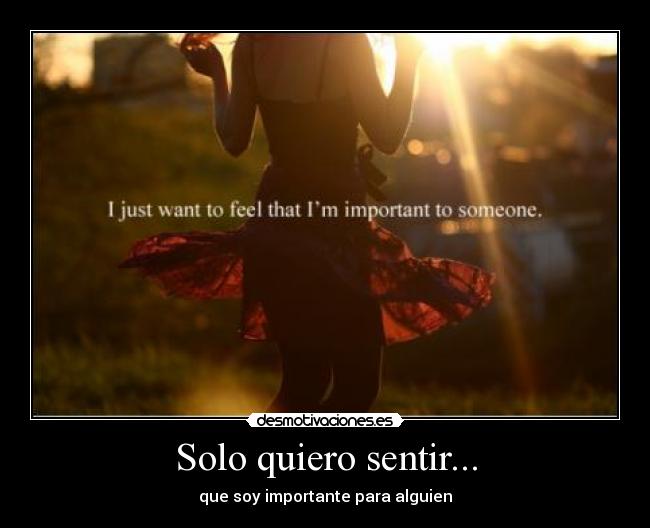 Solo quiero sentir... - que soy importante para alguien