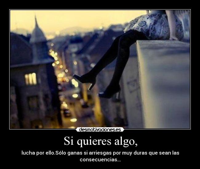 Si quieres algo, - lucha por ello.Sólo ganas si arriesgas por muy duras que sean las consecuencias...