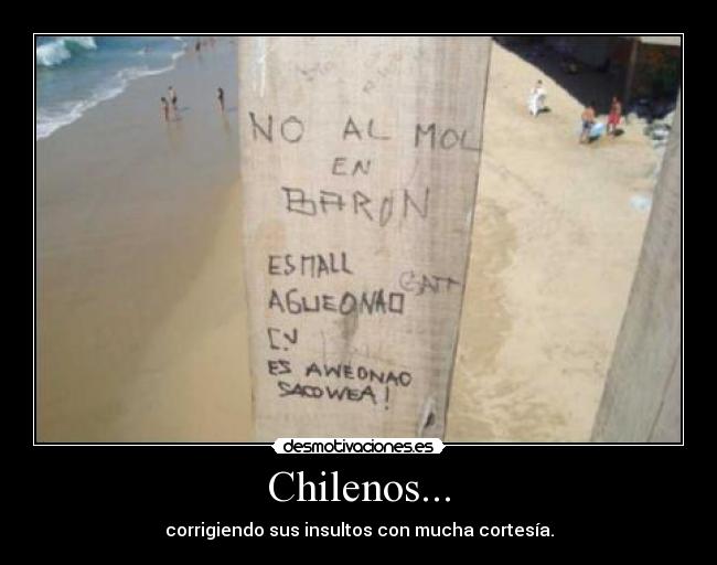 Chilenos... - corrigiendo sus insultos con mucha cortesía.