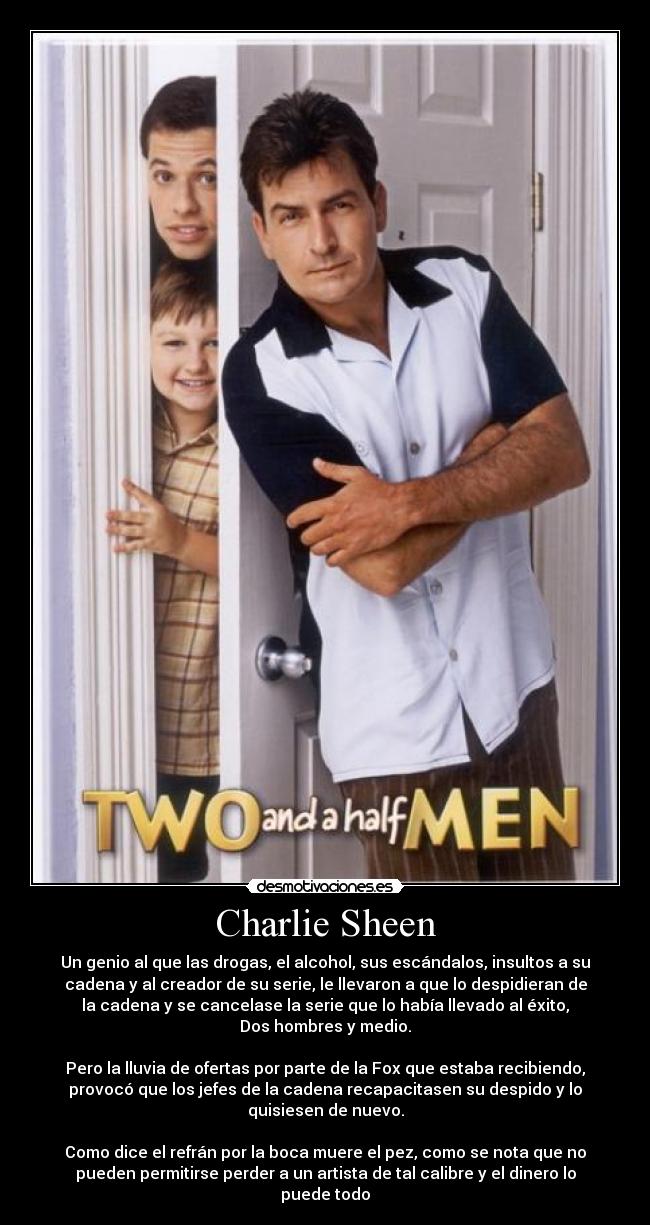 carteles dos hombres charlie sheen despido desmotivaciones