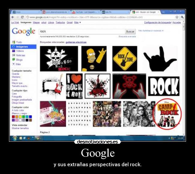 Google - y sus extrañas perspectivas del rock.