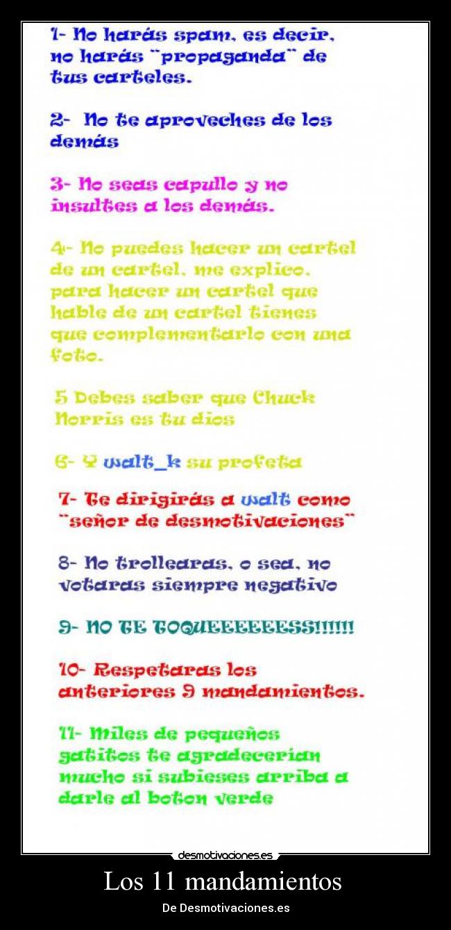 Los 11 mandamientos  - De Desmotivaciones.es