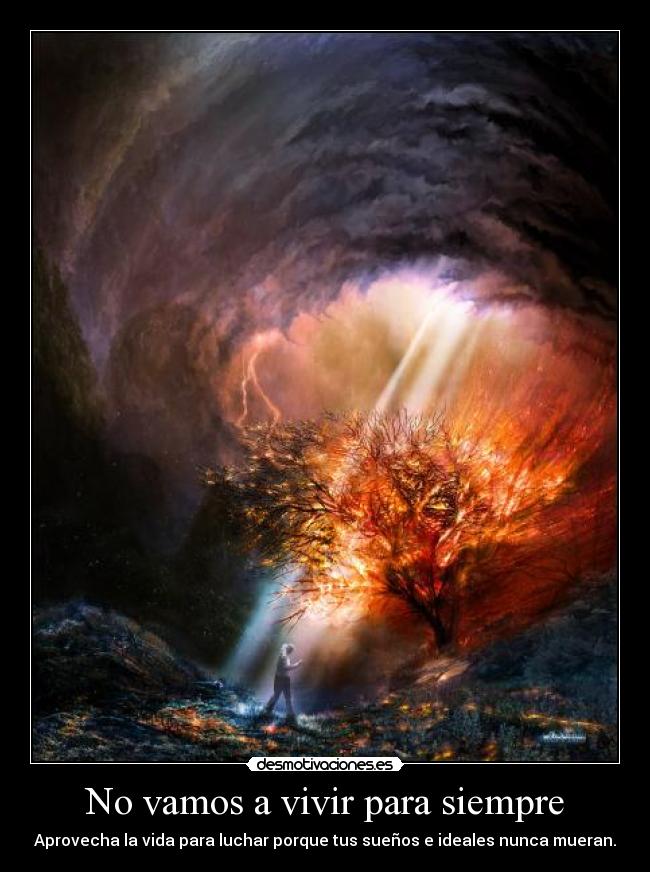 No vamos a vivir para siempre - Aprovecha la vida para luchar porque tus sueños e ideales nunca mueran.