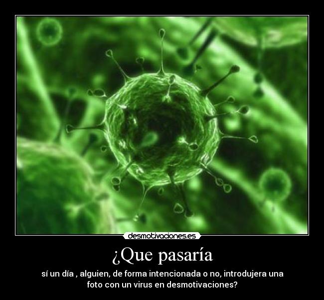 ¿Que pasaría - sí un día , alguien, de forma intencionada o no, introdujera una
foto con un virus en desmotivaciones?