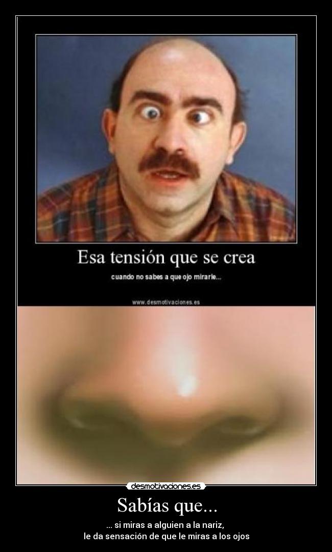 Sabías que... - ... si miras a alguien a la nariz, 
le da sensación de que le miras a los ojos