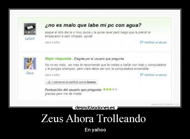 Zeus Ahora Trolleando - En yahoo