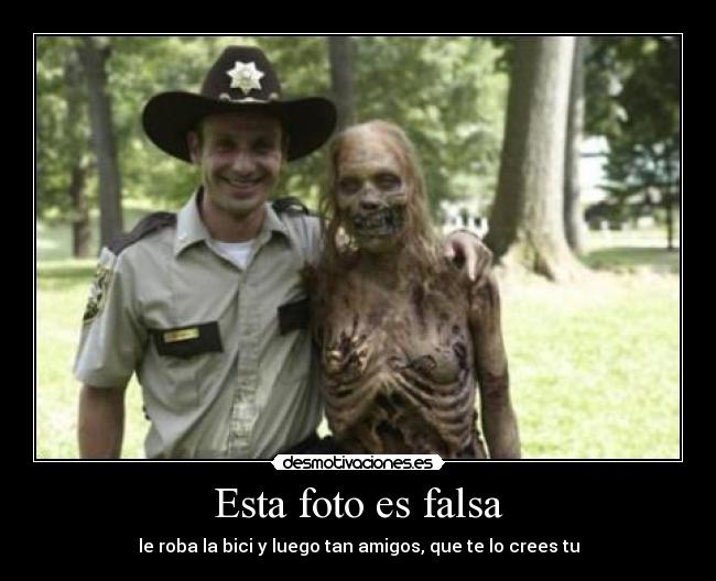 Esta foto es falsa - le roba la bici y luego tan amigos, que te lo crees tu