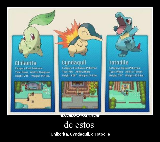de estos  - Chikorita, Cyndaquil, o Totodile