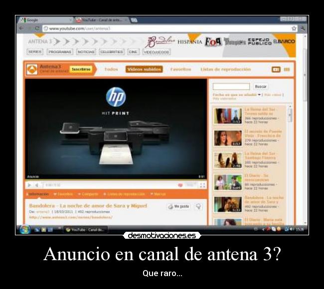 Anuncio en canal de antena 3? - Que raro...