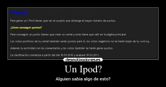 Un Ipod? - Alguien sabia algo de esto?