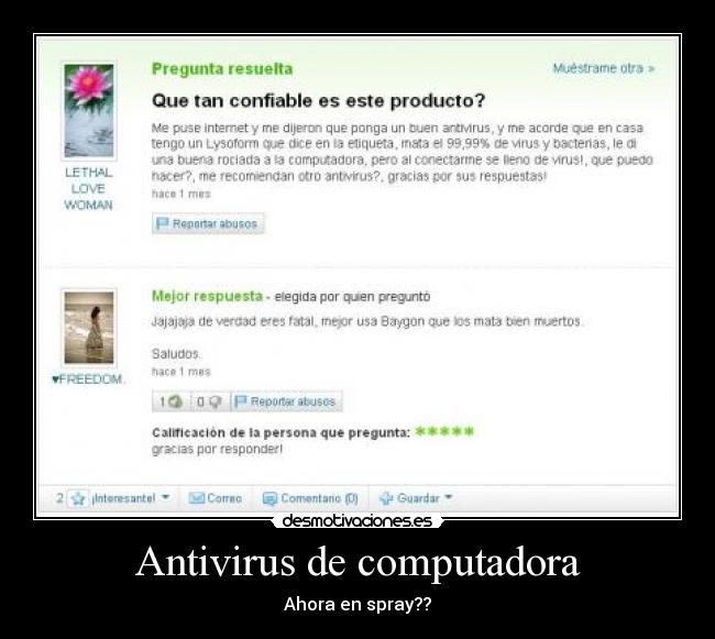 Antivirus de computadora - Ahora en spray??