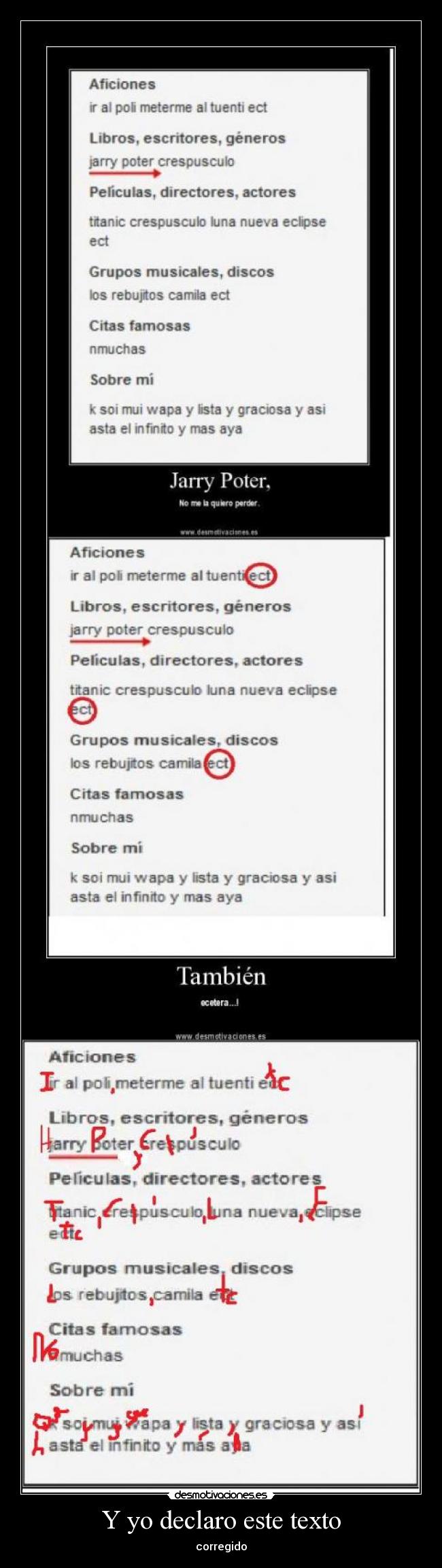 Y yo declaro este texto - corregido