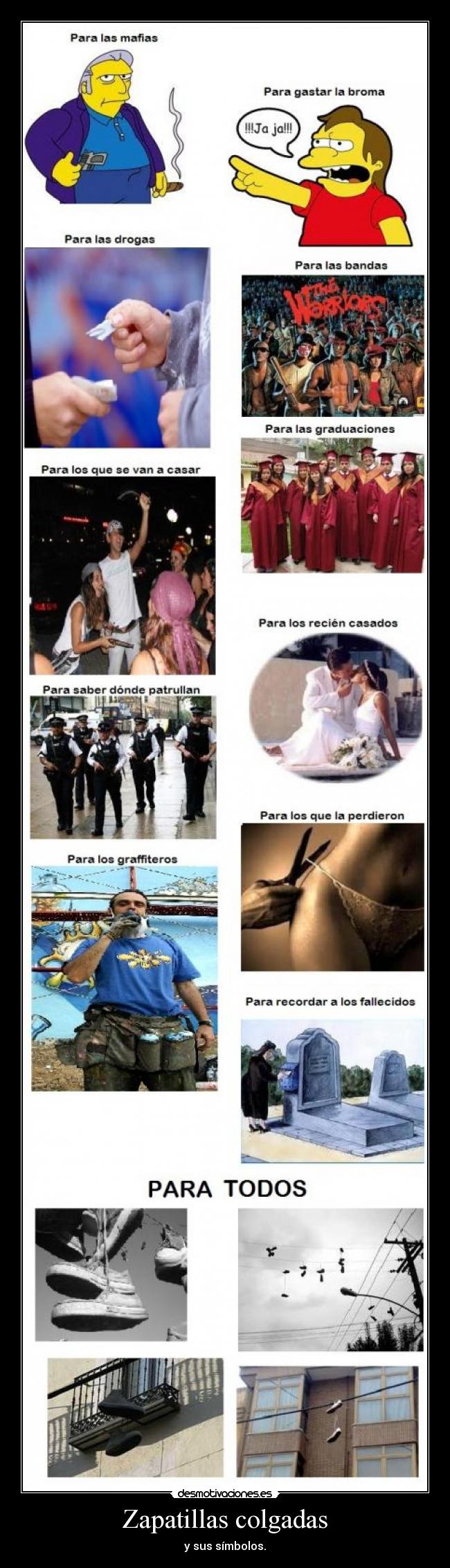 Zapatillas colgadas - y sus símbolos.