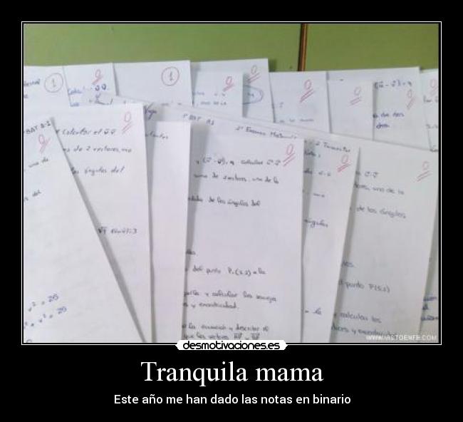 Tranquila mama - Este año me han dado las notas en binario