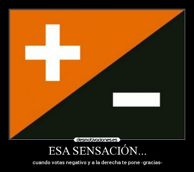 ESA SENSACIÓN... - cuando votas negativo y a la derecha te pone -gracias-