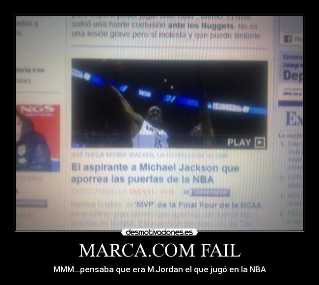 MARCA.COM FAIL - MMM...pensaba que era M.Jordan el que jugó en la NBA