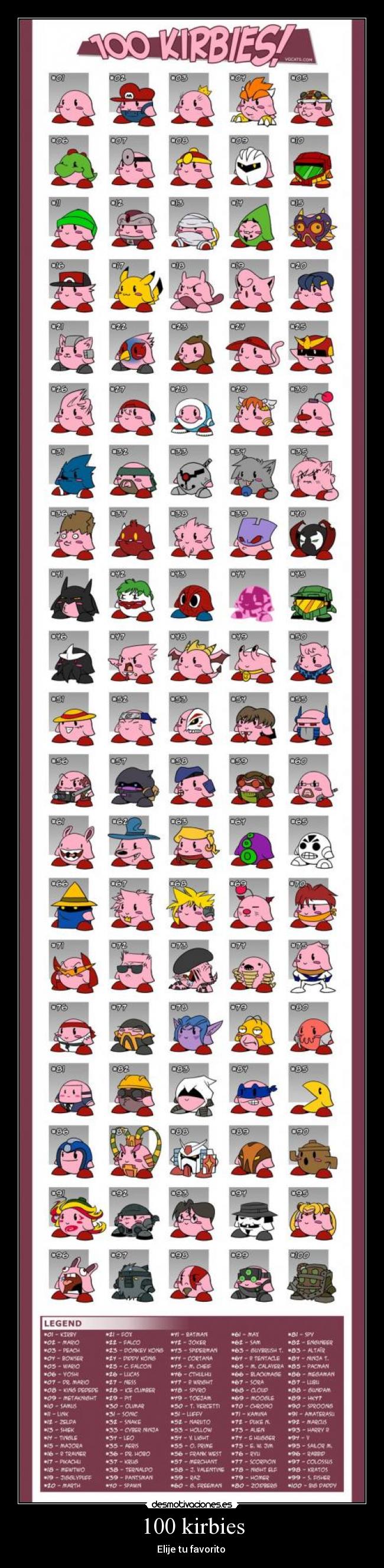100 kirbies - Elije tu favorito 