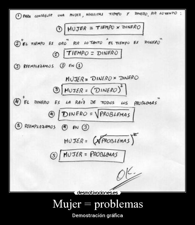 Mujer = problemas -