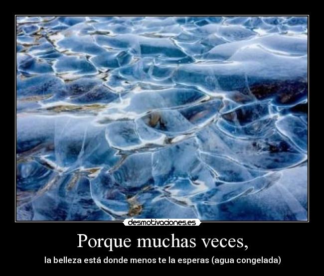 Porque muchas veces, - la belleza está donde menos te la esperas (agua congelada)