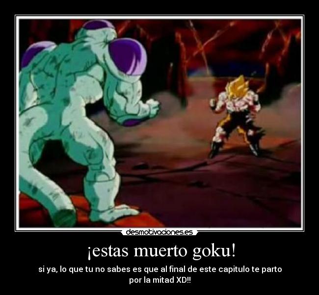 ¡estas muerto goku! - si ya, lo que tu no sabes es que al final de este capitulo te parto por la mitad XD!!
