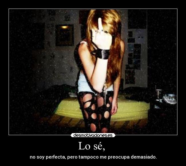 Lo sé, - no soy perfecta, pero tampoco me preocupa demasiado.