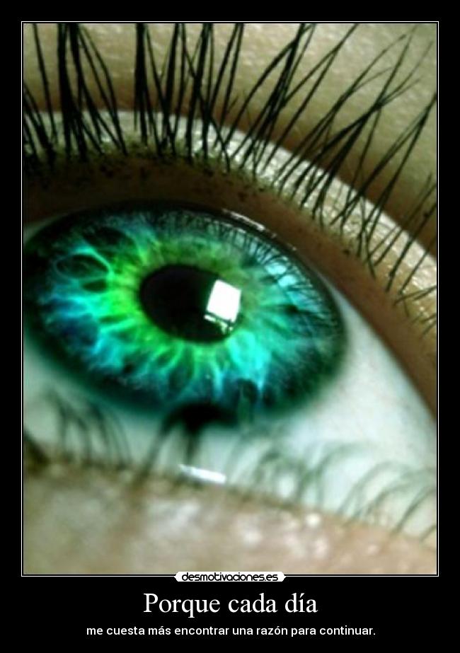 Porque cada día - me cuesta más encontrar una razón para continuar.