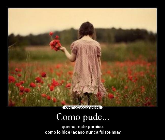 Como pude... - quemar este paraìso.
como lo hice?acaso nunca fuiste mìa?
