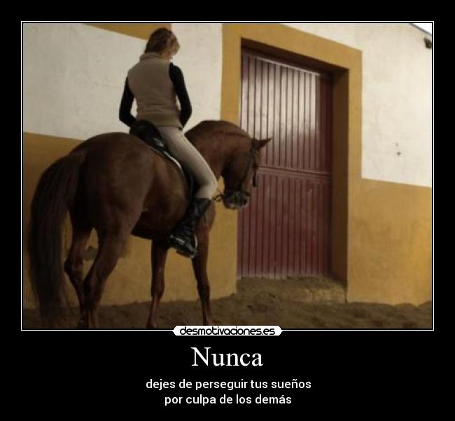 Nunca - dejes de perseguir tus sueños
por culpa de los demás