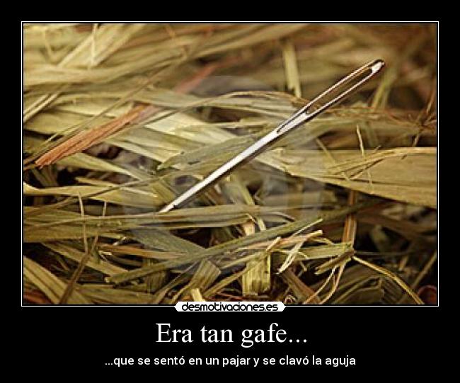 Era tan gafe... - ...que se sentó en un pajar y se clavó la aguja