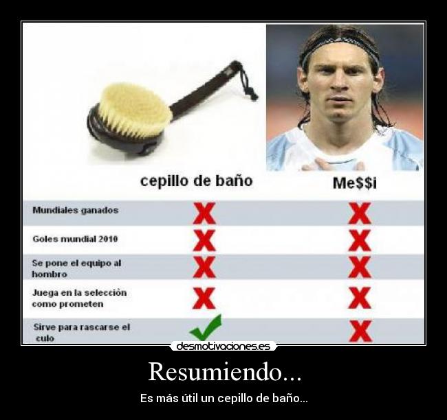 carteles messi cepillo mierda asco mesa messa desmotivaciones