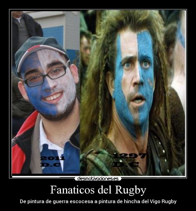 Fanaticos del Rugby - De pintura de guerra escocesa a pintura de hincha del Vigo Rugby