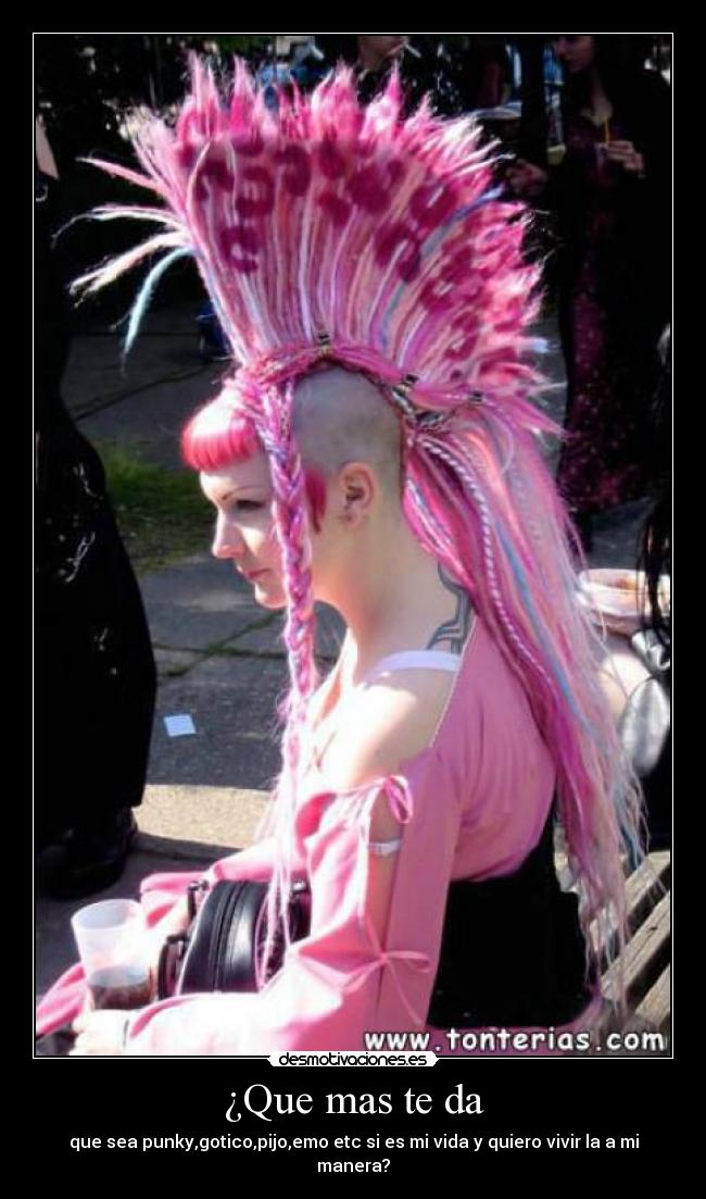 ¿Que mas te da - que sea punky,gotico,pijo,emo etc si es mi vida y quiero vivir la a mi manera?