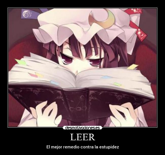 carteles anime leer ojos rojos luna libro nina desmotivaciones