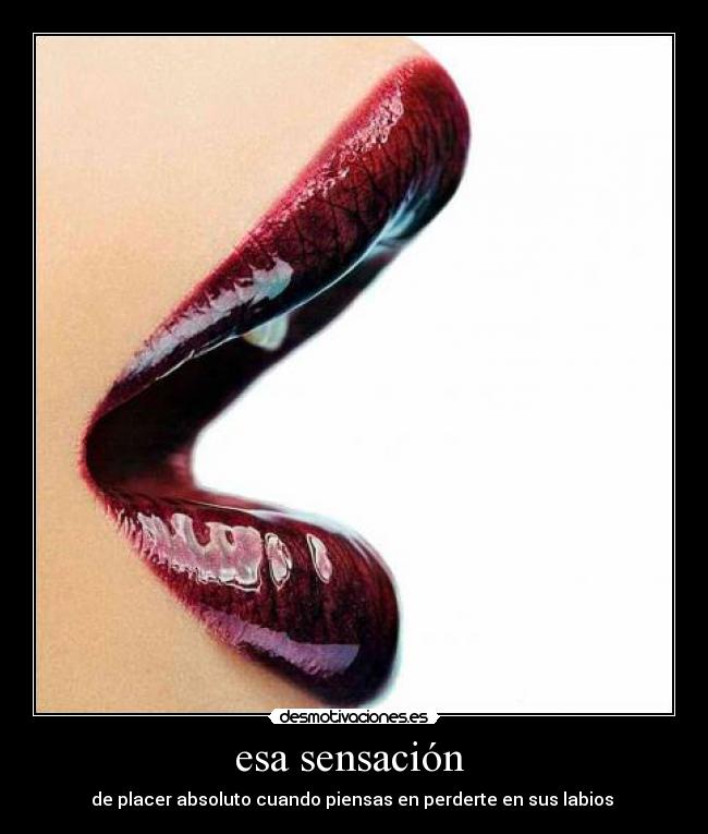 esa sensación  - de placer absoluto cuando piensas en perderte en sus labios 