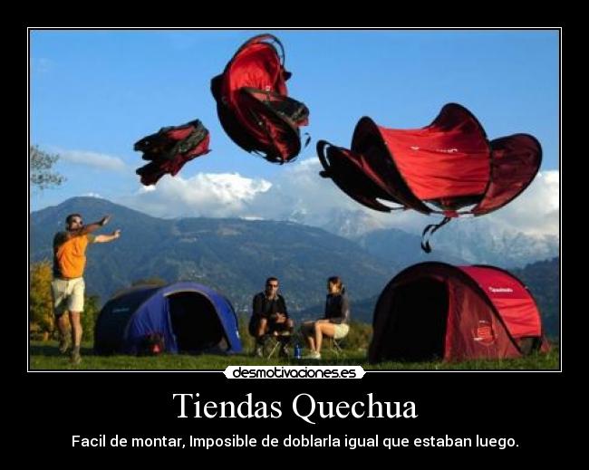 Tiendas Quechua - Facil de montar, Imposible de doblarla igual que estaban luego.