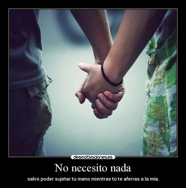 No necesito nada - salvo poder sujetar tu mano mientras tú te aferras a la mía.