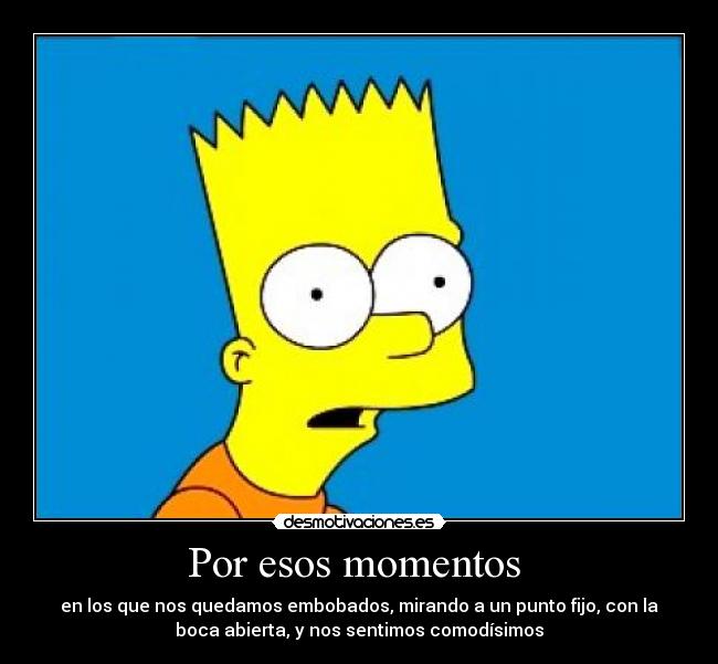 Por esos momentos - en los que nos quedamos embobados, mirando a un punto fijo, con la
boca abierta, y nos sentimos comodísimos
