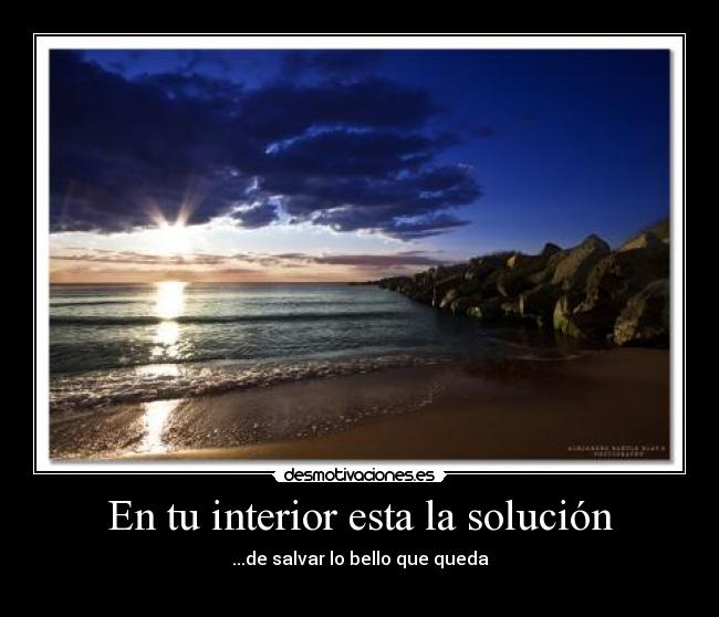 En tu interior esta la solución - ...de salvar lo bello que queda
